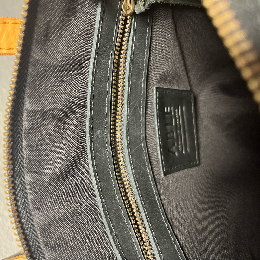 ABLE Black Leather Tote with Tan Leather Accents (crossbody) - Picture 9 of 9